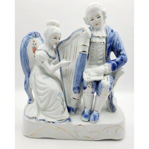 Vintage Porcelain Music Serenade Figurines Man and Woman Reproduction Unbranded
